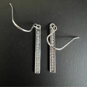 Sterling silver Diamond bar earrings